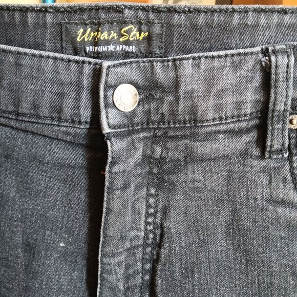 Y2K Vtg Mens Urban Star Distressed Charcoal Gray Denim Stretch Jeans 38x32 - Picture 7 of 7